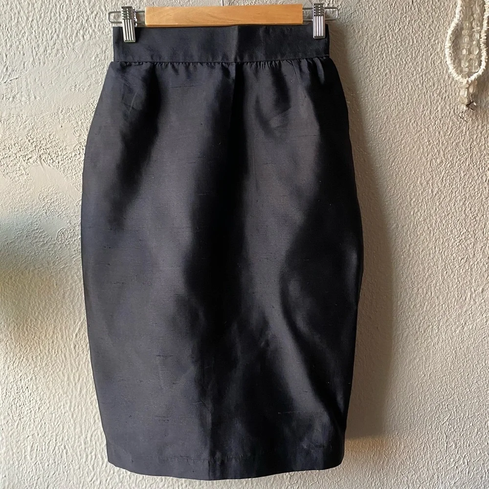 Thierry Mugler Vintage Silk Black Pencil Skirt